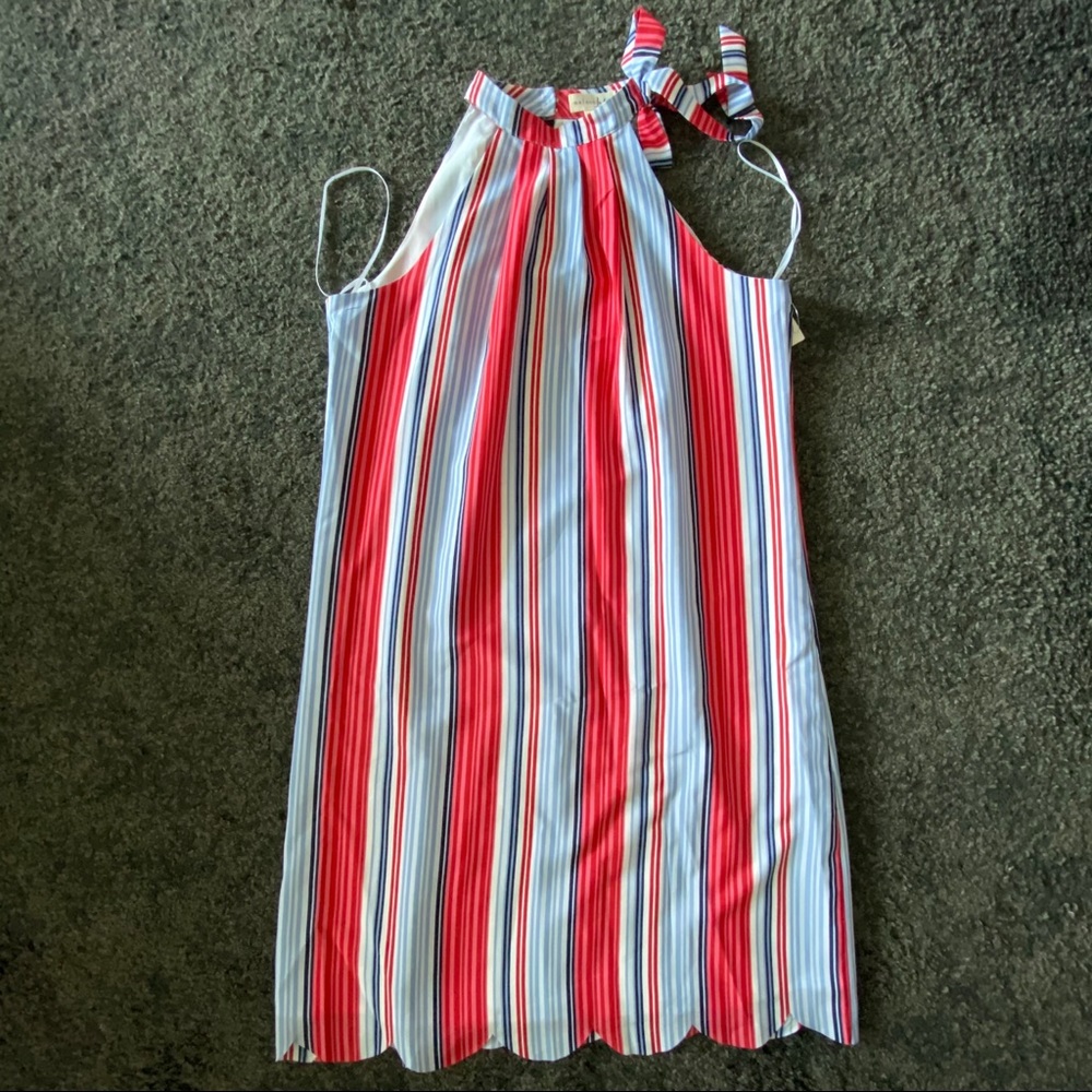 Maison Jules Striped Halter Tie Neck Shift Dress - Picture 4 of 6
